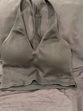 Never worn Wishlist Ribbed V-Neck Racerback Crop Top - Gray